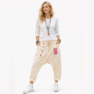 NEW Italian Cotton Drop Crotch Harem Pants One Size